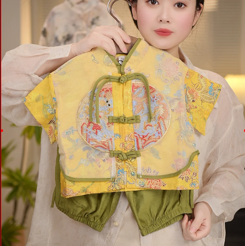 【现货】2025春夏新款新中式中国风抓周礼唐装汉服儿童套装35636