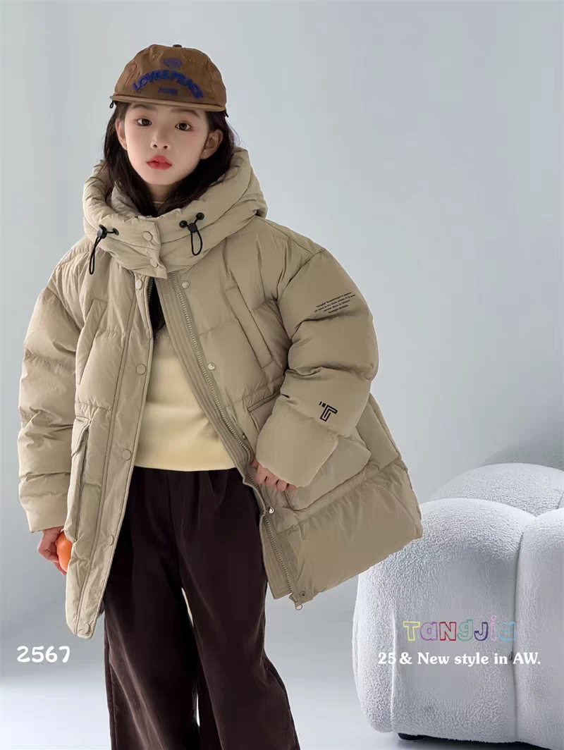 冬季新款儿童中长款外套男女童90白鸭绒保暖羽绒服2567