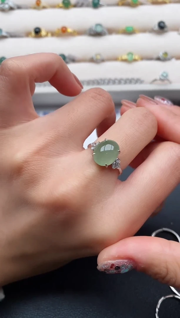 银S925镶嵌戒指翡翠55555555+3