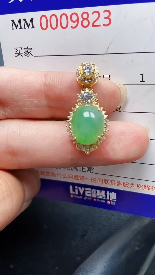 颈饰银S925镶嵌翡翠9823