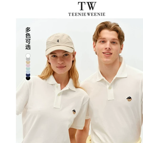 小熊男女同款POLO短袖2025夏季新款翻领休闲时尚T恤TNHW25E601S