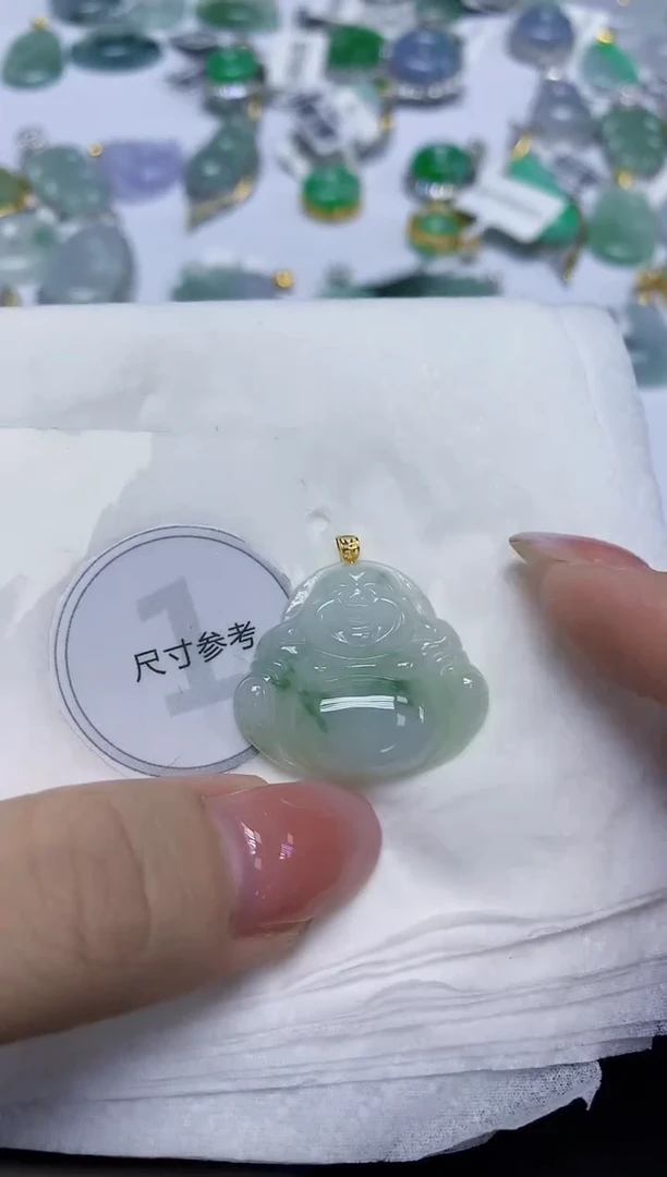 颈饰18K金镶嵌翡翠天然缅甸翡翠A货百元以上9元证书费自理