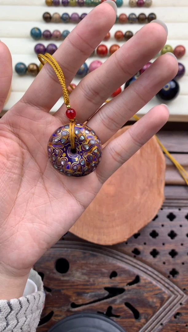 大漆平安扣吊坠 紫金