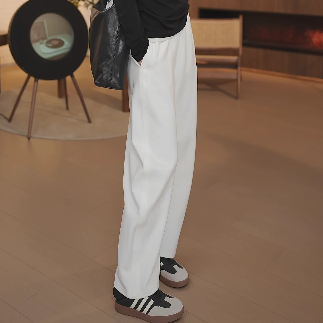 【熙雅】宽松时尚春夏简约显瘦白牛仔休闲裤白色百搭高腰5XY24001