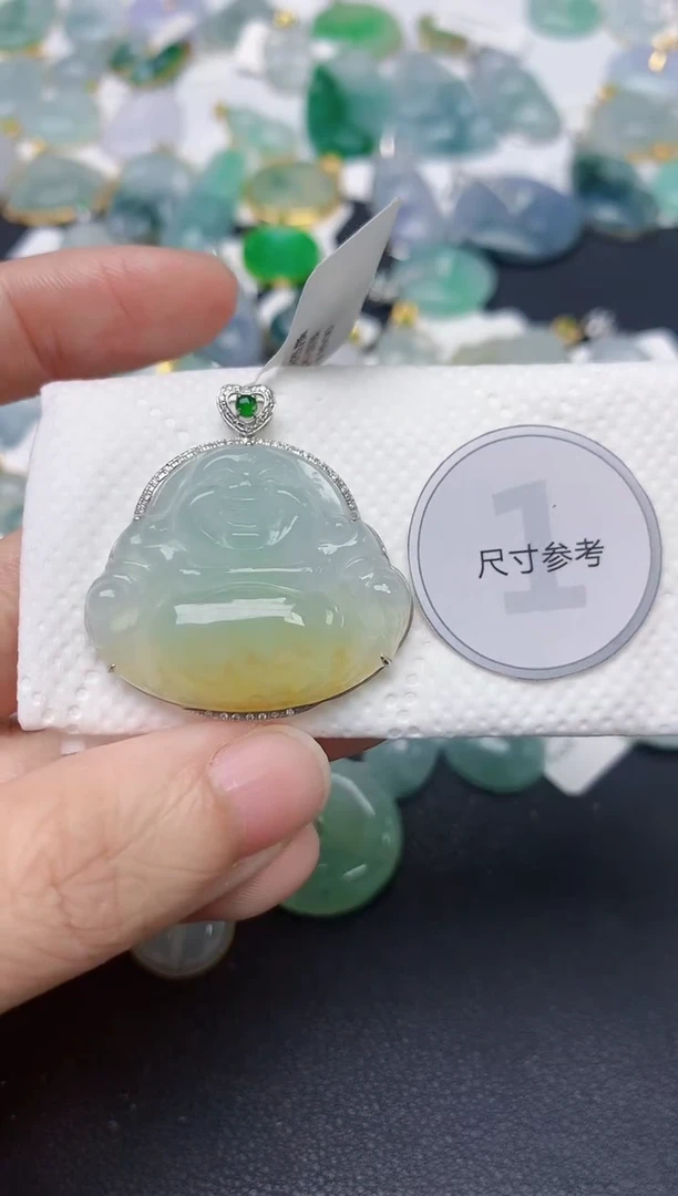 颈饰18K金镶嵌翡翠天然缅甸A货翡翠