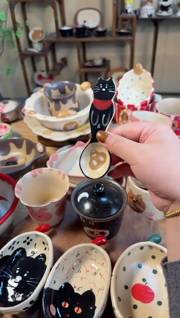 【闪购商品】猫咪勺子高温瓷器
