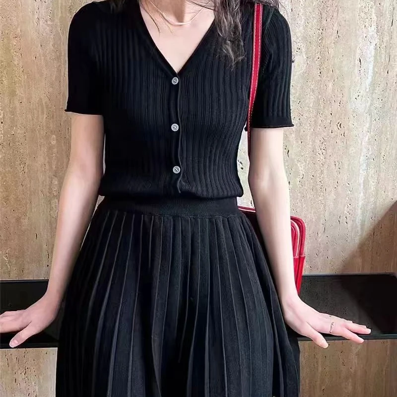 短袖开衫女士毛衣夏季2025新款修身显瘦薄款针织衫冰丝半袖上衣潮