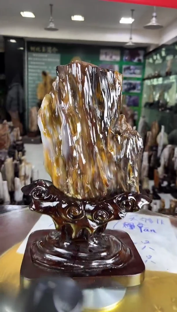 缅甸天然树化玉精品居家摆件