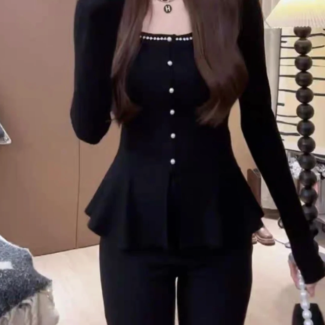 大码纯欲辣妹长袖t恤女秋季微遮肚子显瘦收腰宽松长袖上衣