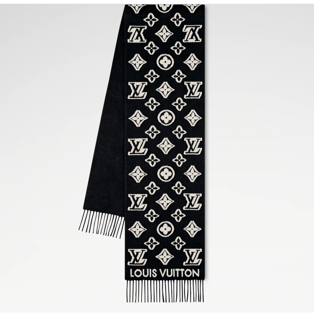 未使用 LouisVuitton/路易威登 浮雕3D印花羊毛羊绒流苏围巾