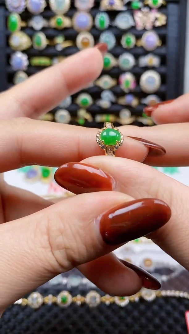 银S925镶嵌戒指翡翠300