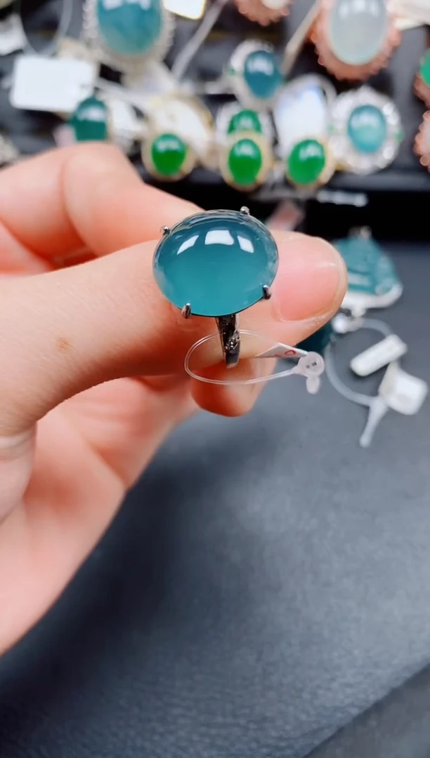 银S925镶嵌戒指翡翠翡翠