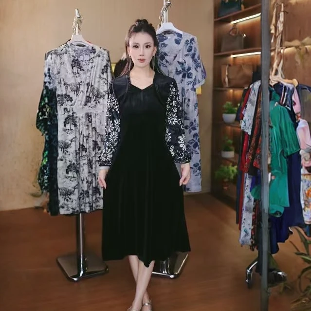 11205-气质连衣裙女秋季新款长袖高级感长袖显瘦裙子