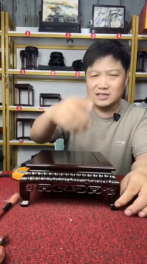 木老挝大红酸枝正方底座19CM*9CM
