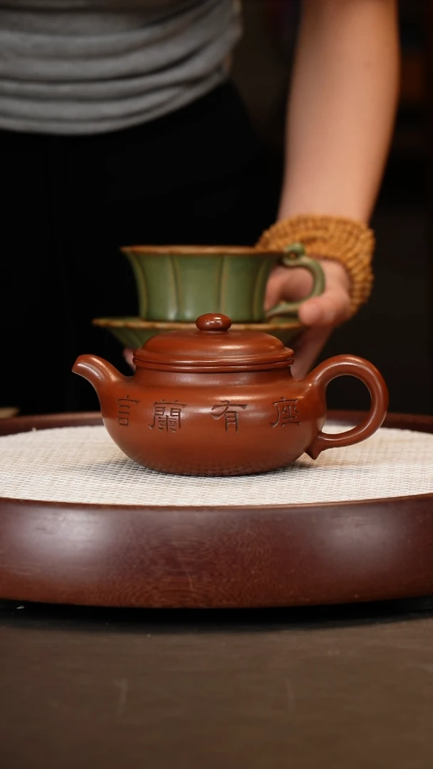 茶壶紫砂【诸葛永南】仿古+筋纹套杯+布衣壶宗书320c