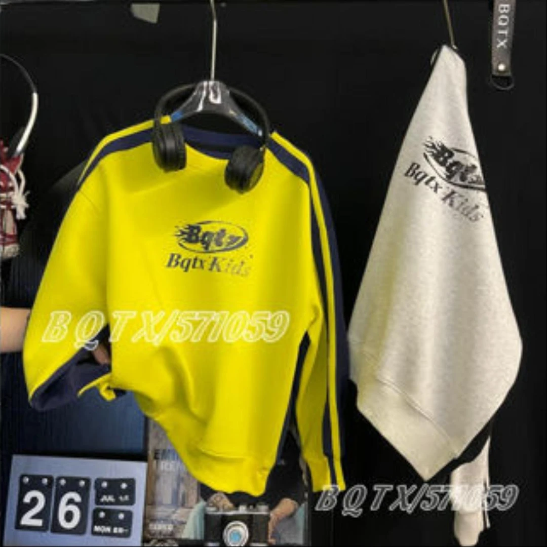 韩 2025【X】3月19日 男童女童时尚百搭黄色印花卫衣1059-