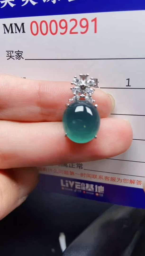 翡翠银S925镶嵌颈饰9291