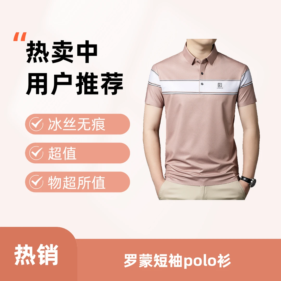 罗蒙男装商务休闲夏季男短袖Polo衫半袖上衣高档冰丝高弹无痕
