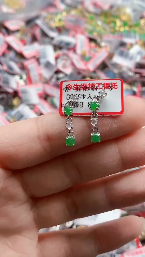 银S925镶嵌戒指翡翠天然A货缅甸翡翠