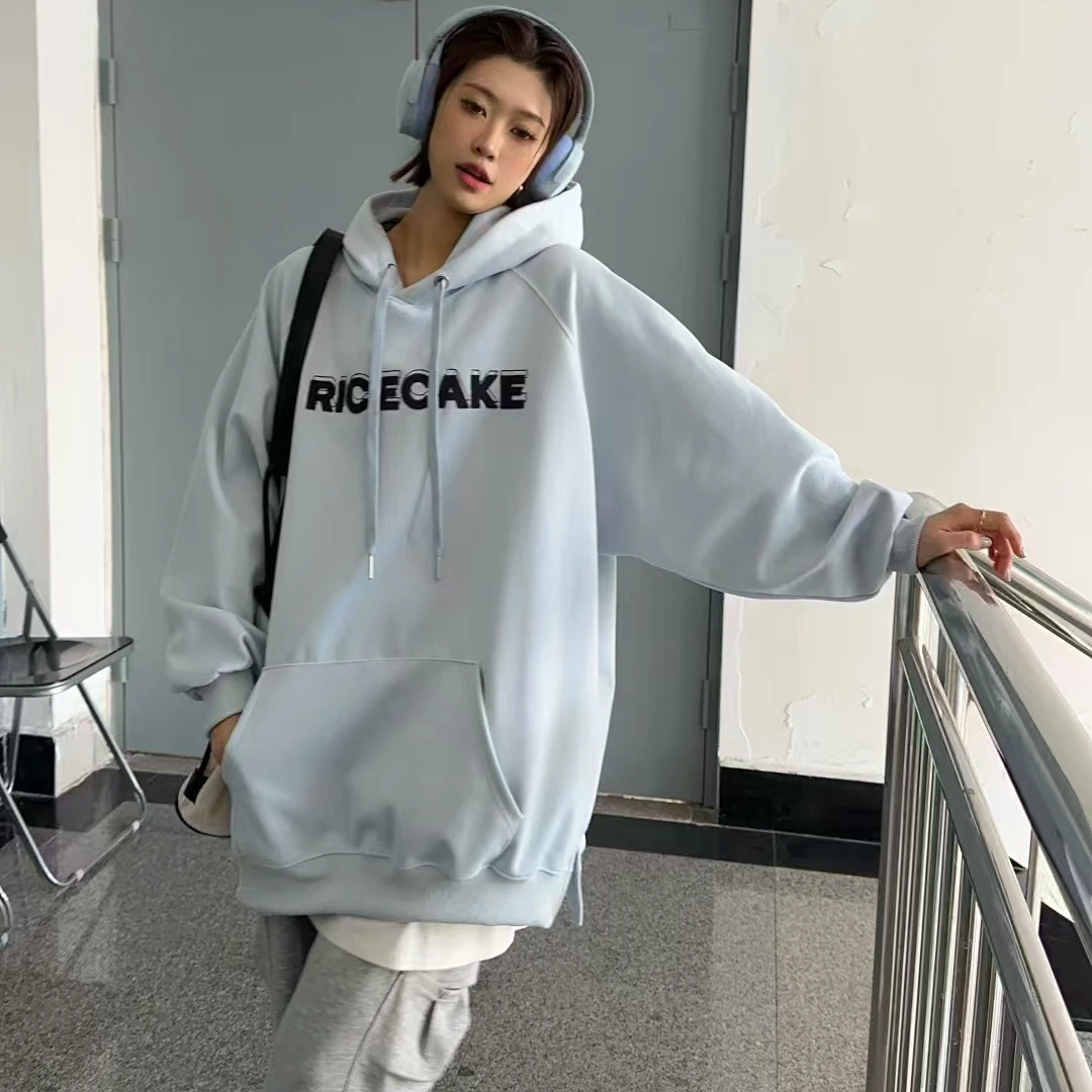 春季新款戴帽字母休闲百搭卫衣慵懒春秋宽松连帽学生韩版