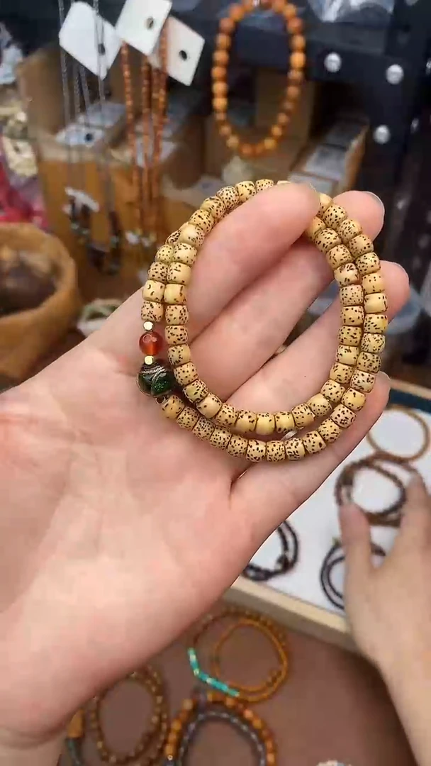 未镶嵌菩提手串陈籽星月直切双圈