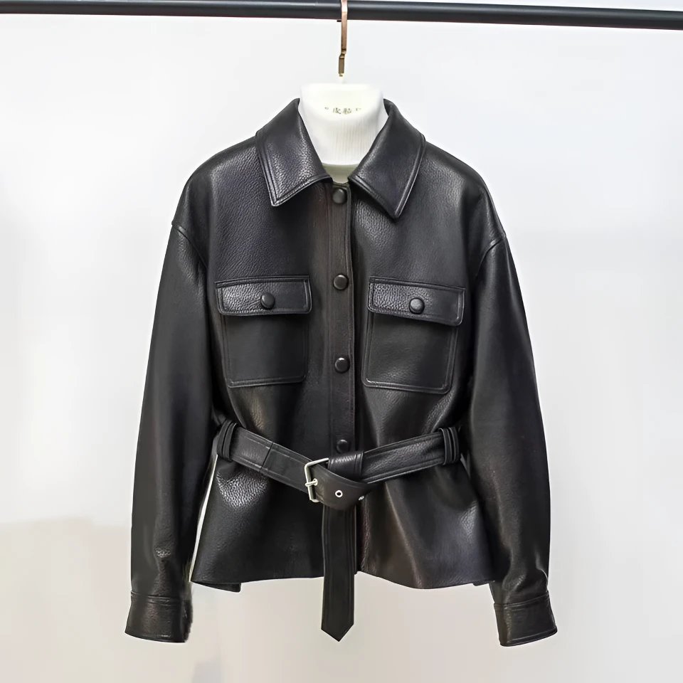 宋佳同款杨树林2025海宁皮衣西班牙进口发泡皮外套春装女款新款