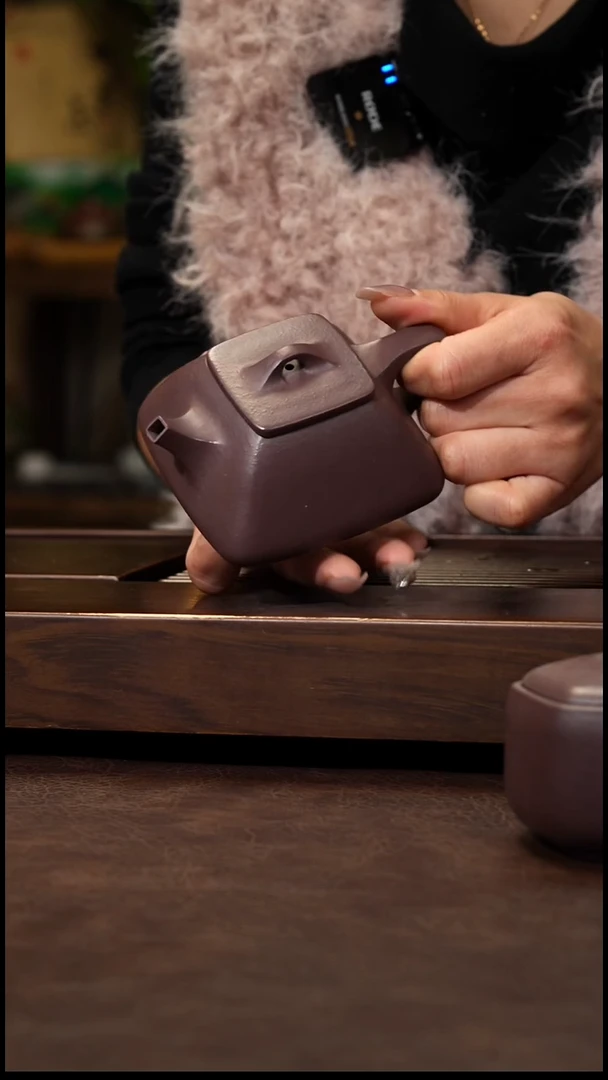茶壶紫砂老紫泥全手四方瓢