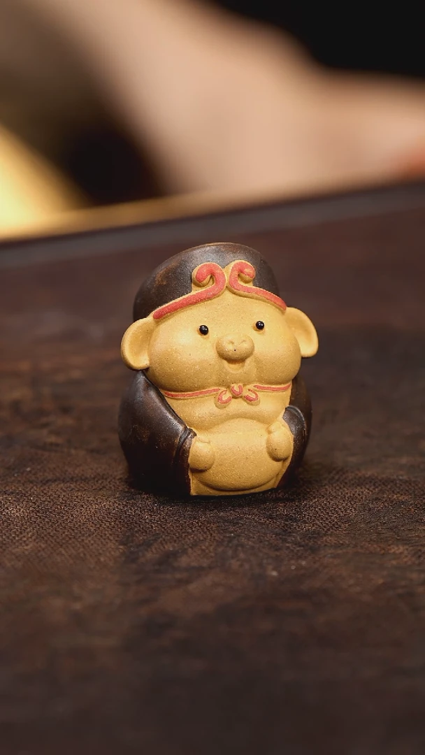 紫砂茶宠小八戒。，