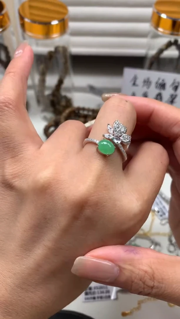 银S925镶嵌戒指翡翠05