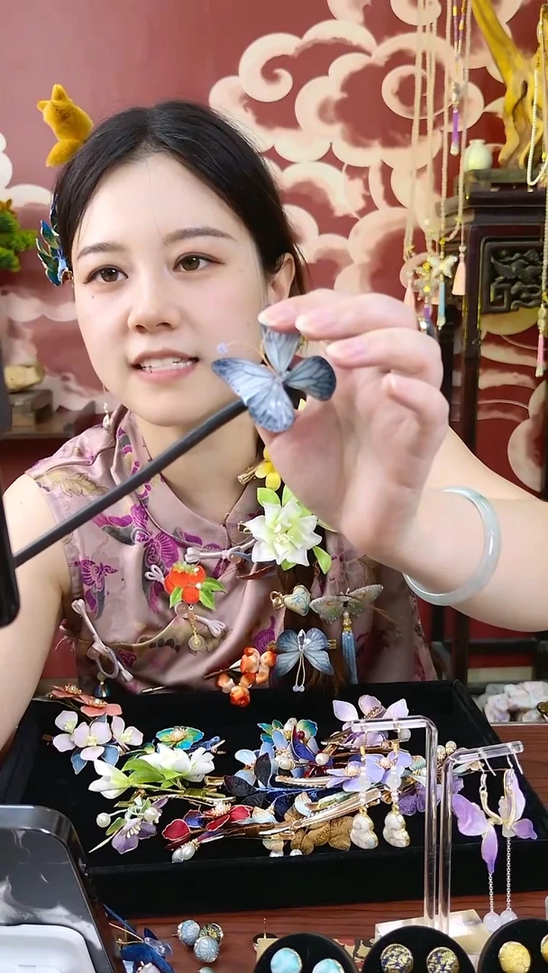 刺绣宋锦绒花002