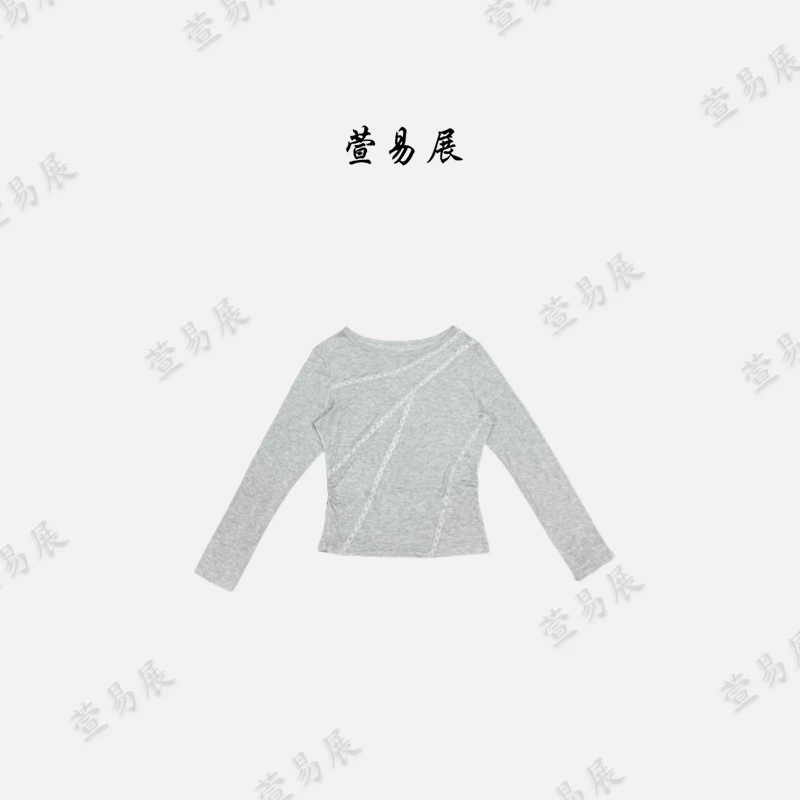 萱易展-"夏梦“时尚舒适百搭圆领长袖T恤上衣Y-7749