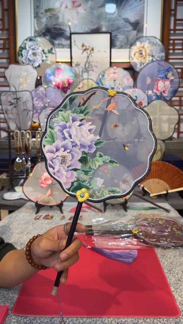 扇子纯手工苏绣团扇 买一送一