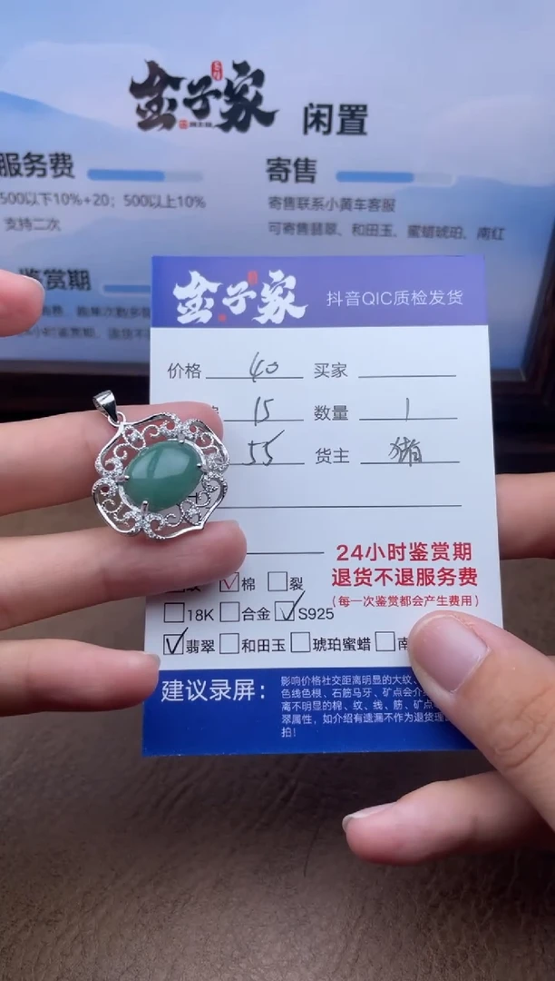 翡翠银S925镶嵌颈饰529961824