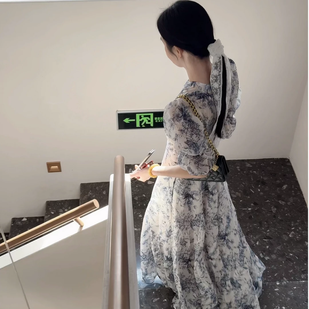 SEOUL KOREA——【青花瓷】韩国东大门2025新款巨显比例连衣群长裙