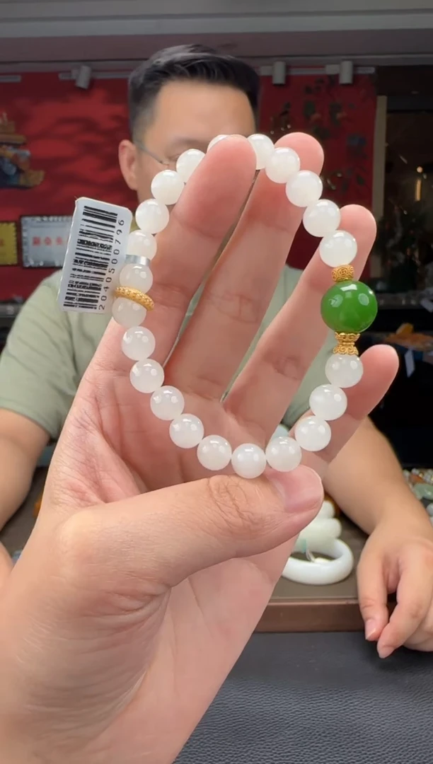 手串未镶嵌和田玉白玉单圈手串