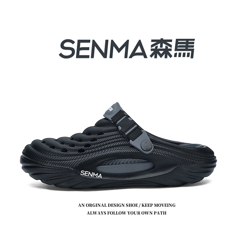 【踩屎感增高5CM】软底软面夏季透气开车两穿出游洞洞鞋A