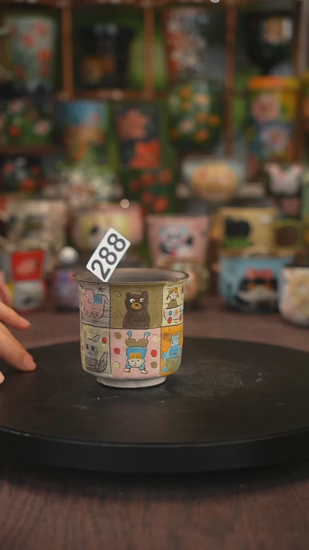 紫砂油画手绘釉下彩脏脏杯288