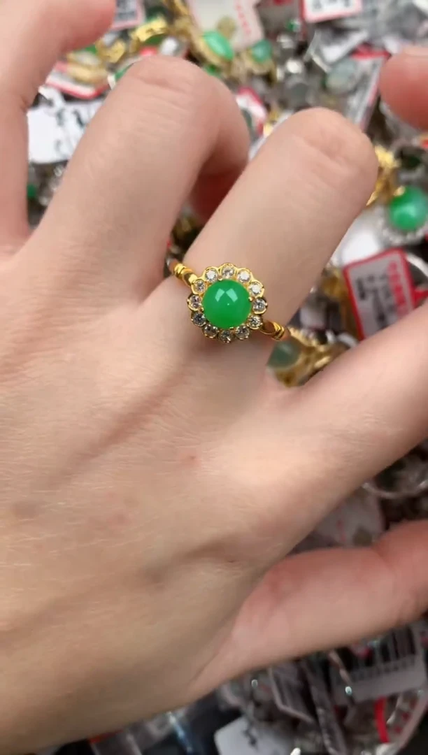 银S925镶嵌戒指翡翠111              2