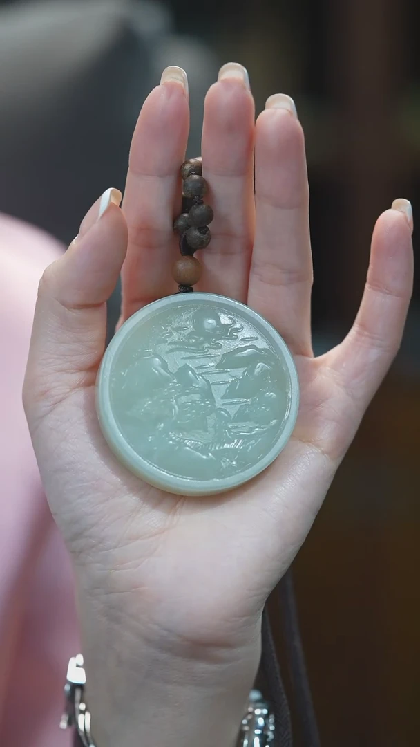 颈饰未镶嵌和田玉山水牌