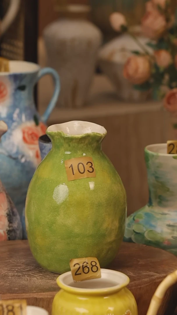 陶瓷103景德镇设计师手作花器摆件侘寂风