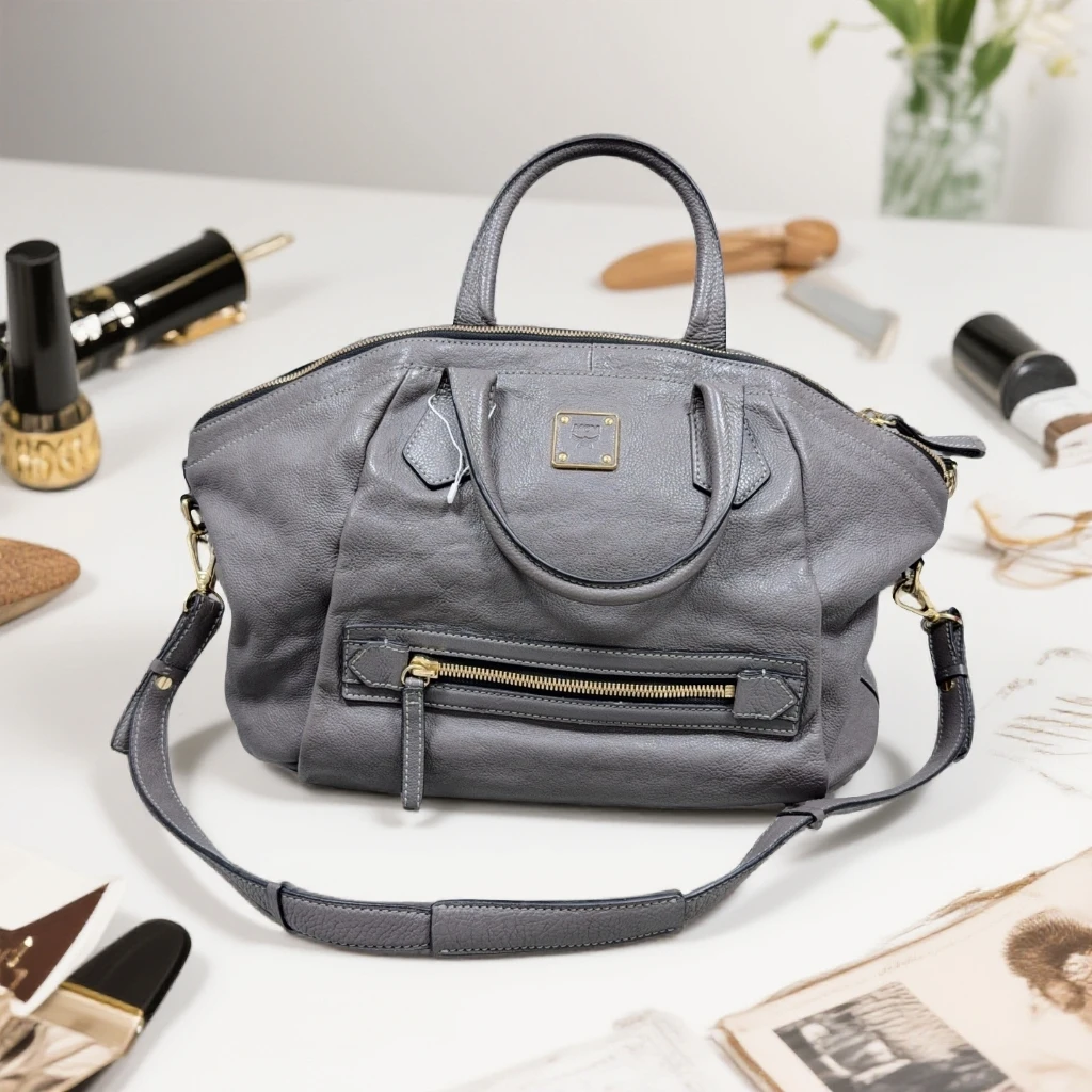 95新 MCM  灰色手提包 1852 4479