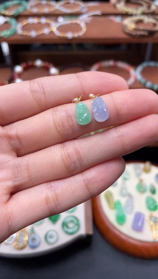 【闪购商品】翡翠吊坠(不含链)18K金镶嵌2个  JK417