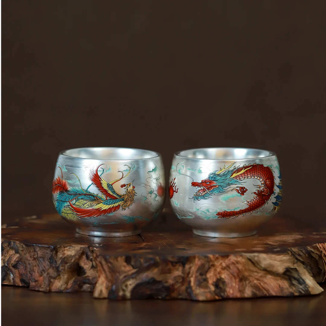 鎏银龙凤喝茶高档品茗杯个人杯茶具茶碗单杯（众）