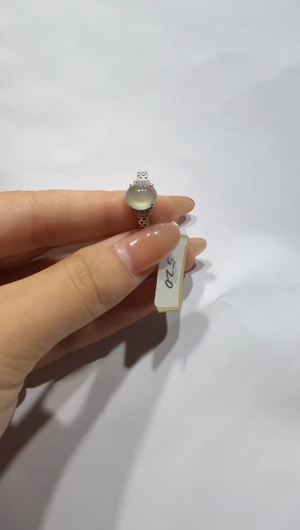 银S925镶嵌戒指翡翠925银镶缅甸A货翡翠戒指