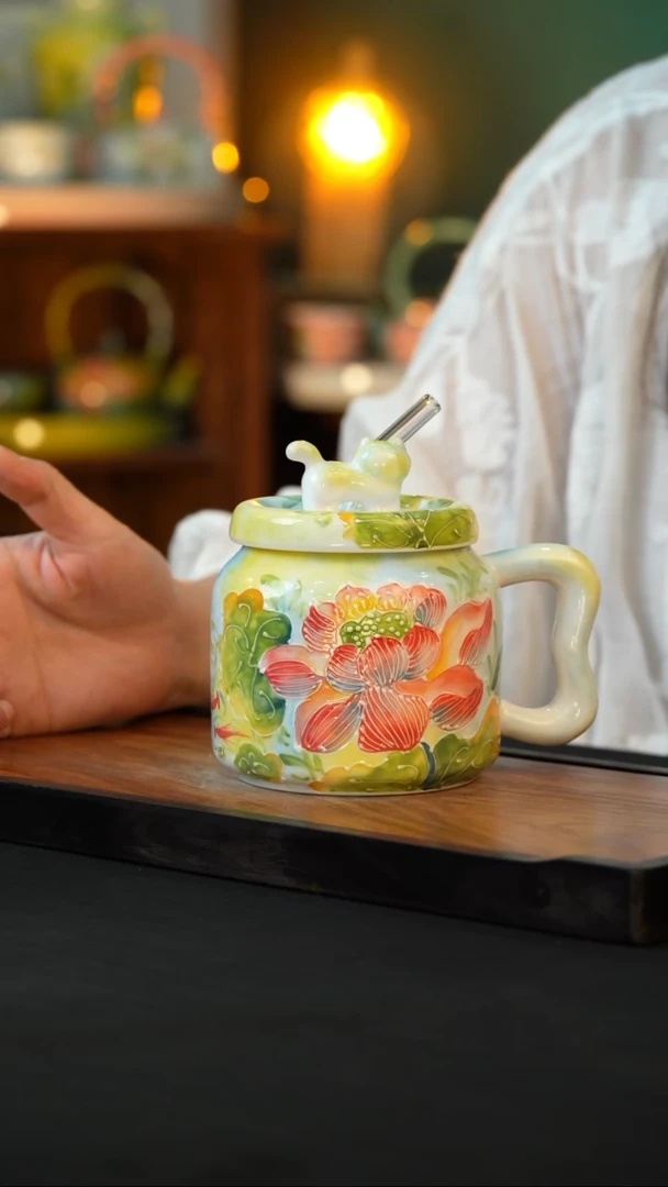 杯手绘心瓷陶瓷浮力