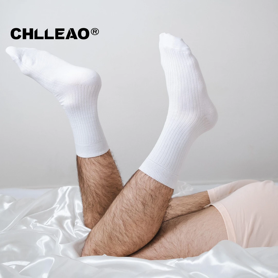 CHLLEAO静肤逸层男士7A抗菌精梳棉柔软透气袜子商务休闲中筒袜3双
