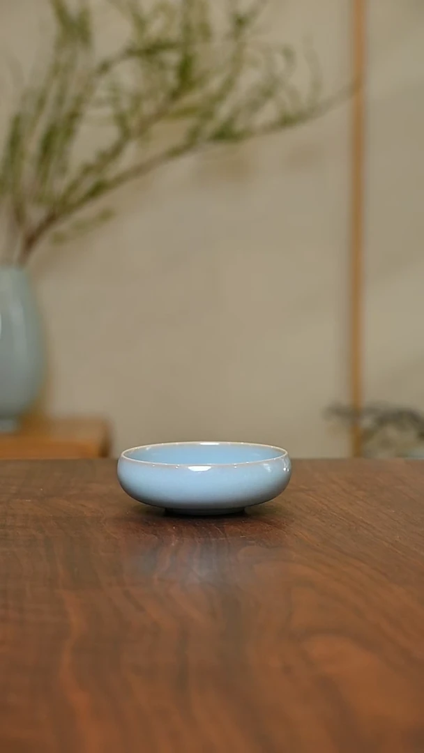禅定杯 天青 微瑕 朱法喜款