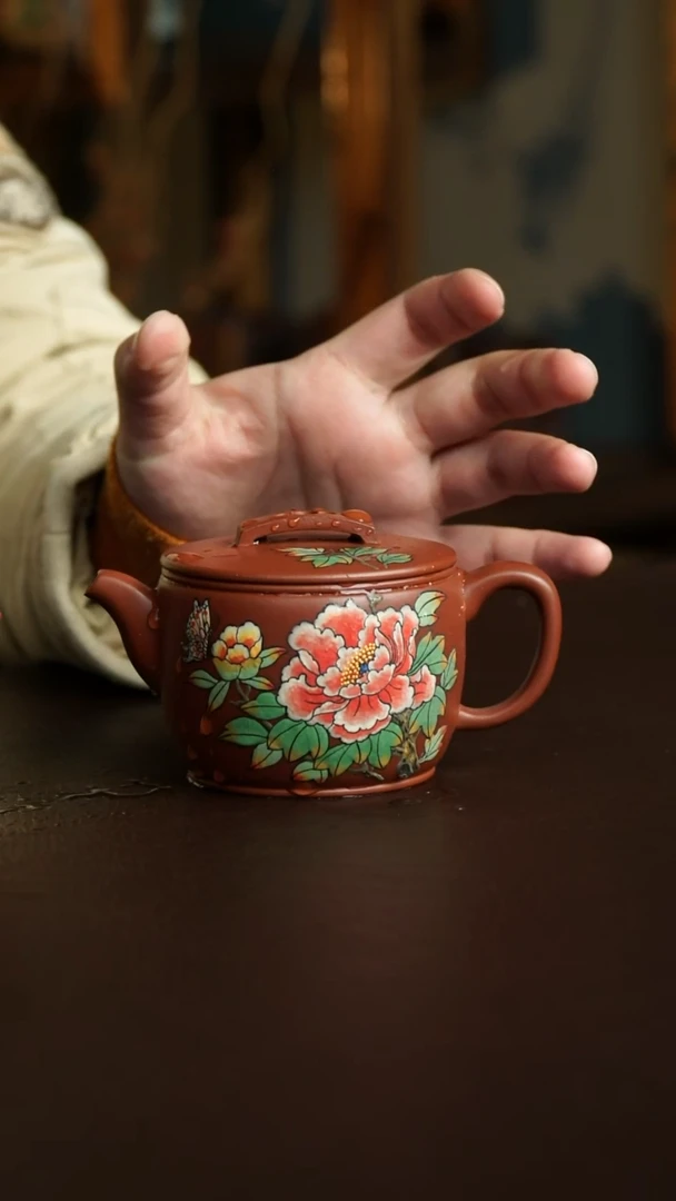 茶杯紫砂93号 范士玉老师牡丹花汉瓦 宜兴紫砂原矿作品