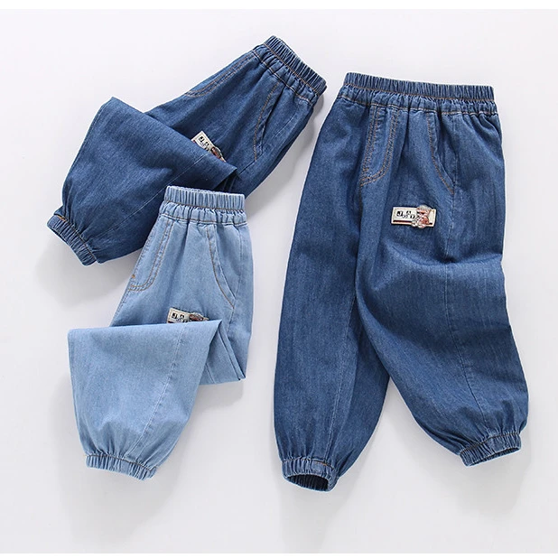 女童宝宝裤子牛仔裤防蚊裤夏季新款薄款耐穿宽松透气天丝休闲裤