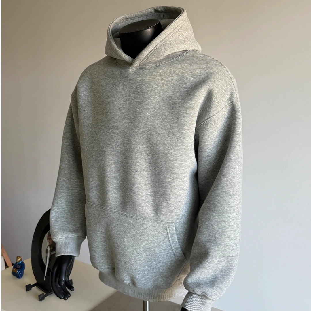 秋冬新款加厚加绒美式潮牌连帽卫衣 纯色男女款宽松百搭潮流卫衣